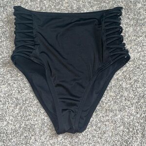 Aeropostale High Waisted Black Cut Out Bikini Bottom